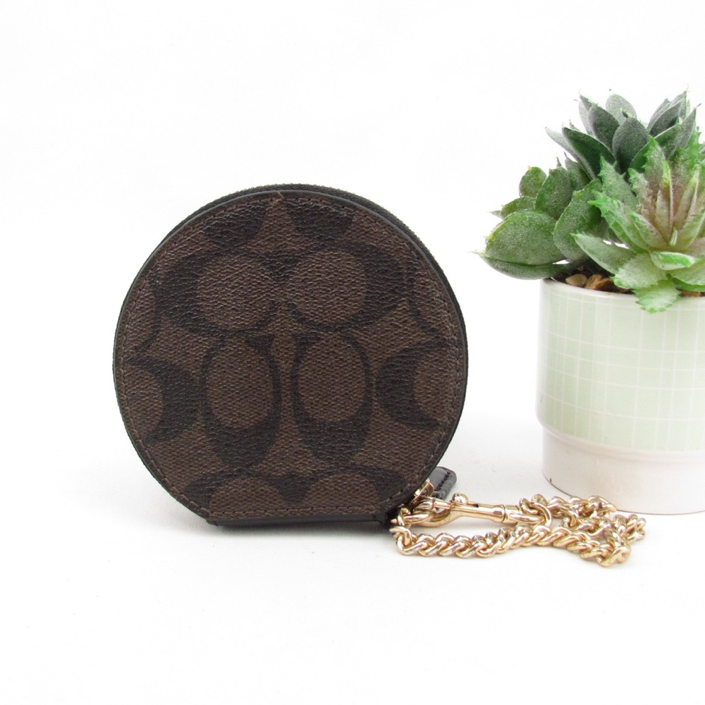 Coach Signature Round Coin Case - Picture 2 of 7